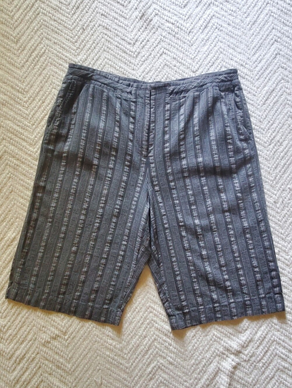 Vintage Y2K Ellen Tracy Cotton Linen Blend Grey Bermuda Shorts Coastal Preppy